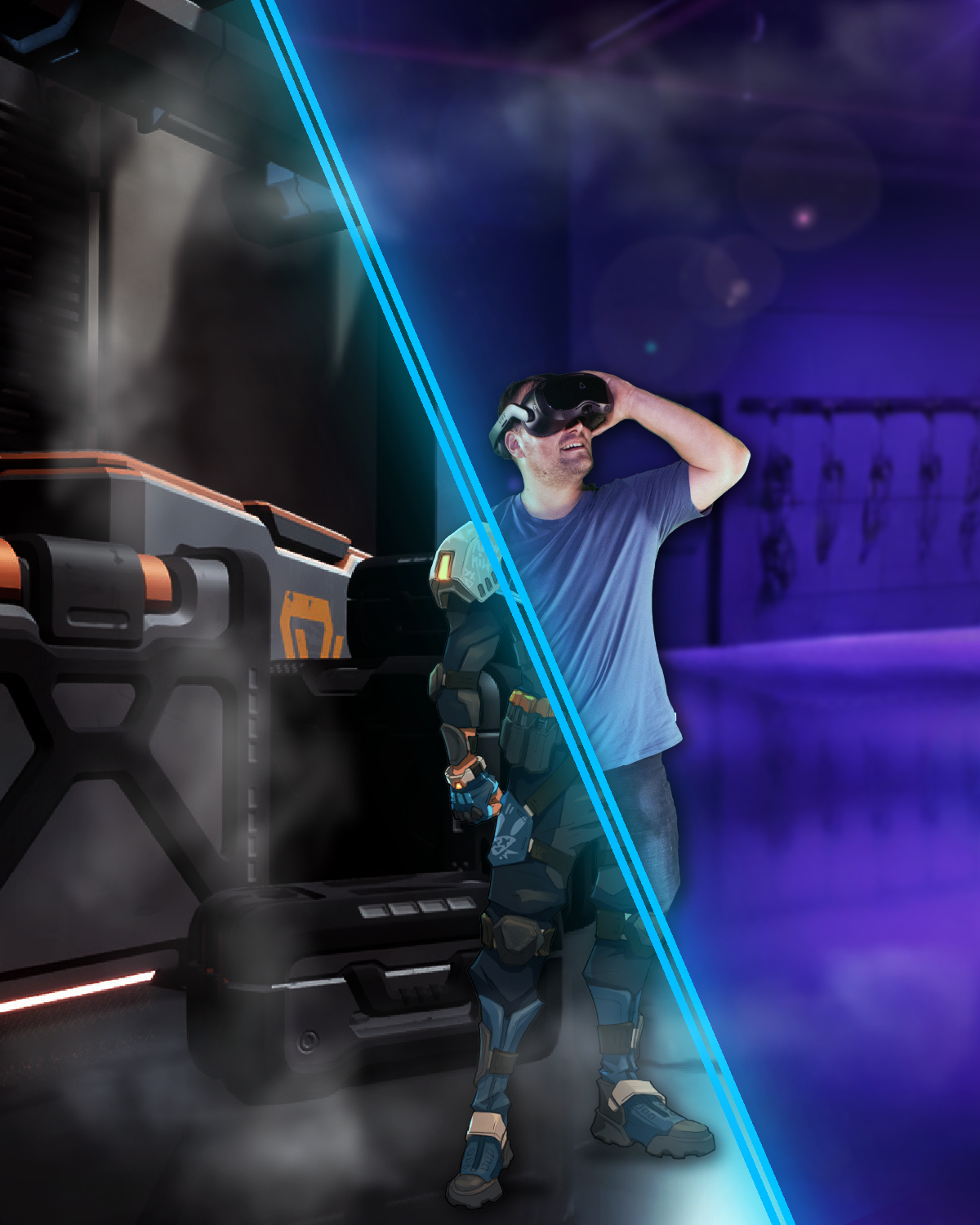 Player in the middle of a Swarms VR mission